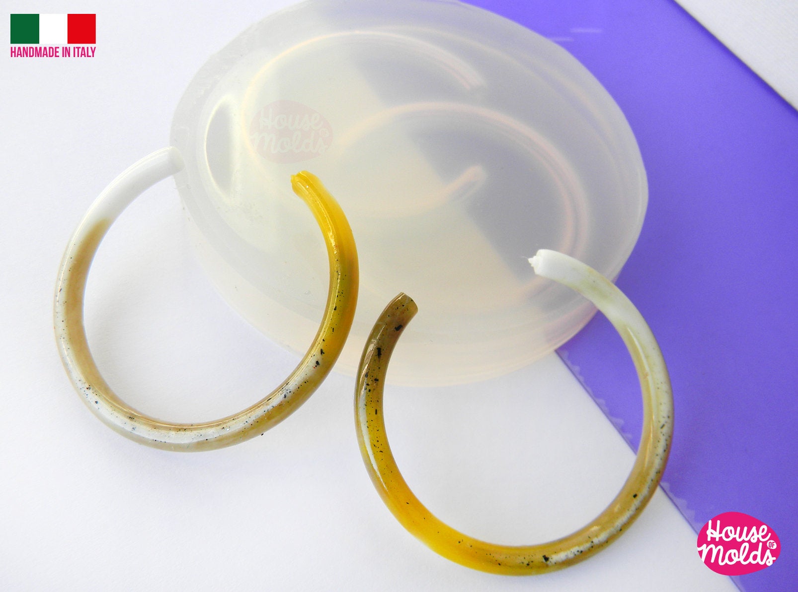 Buy wholesale Pluma Round Hoop Earrings- black and white acetate resin  chunky hoops